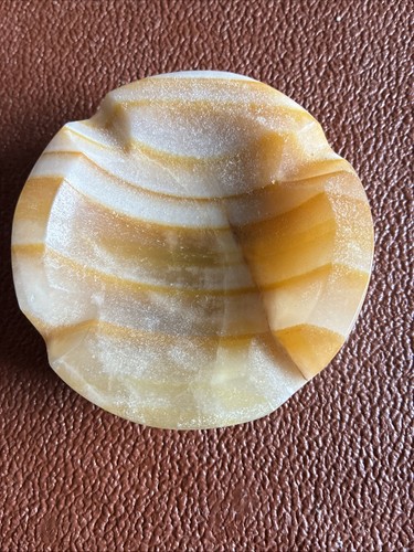 Vintage brown onyx ashtray - onyx,