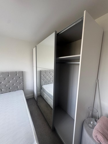 Large white sliding mirror - white,