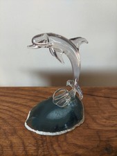 Glass Dolphin On Agate Base