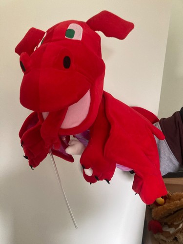 Large hand puppet red dragon - large,