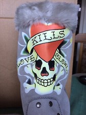 BRAND NEW GENUINE! Ed Hardy-Love Kills Slowly,Grey Suede Boots,UK 7.5 NEVER WORN