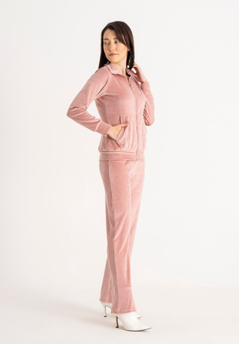 Velour ladies pink tracksuit - ladies,