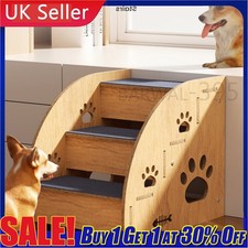 3 Steps Pet Ramp Wooden Dog Steps Stairs Cat Detachable Ladder For Bed Sofa