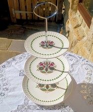 Rare Royal Worcester Palissy Contessa MCM Vintage 3 Tier Cake Stand in box