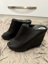DKNY Kaya Black Leather Wedge