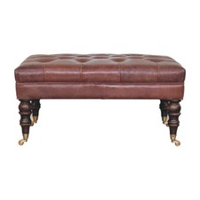 Vintage Brown Leather Ottoman
