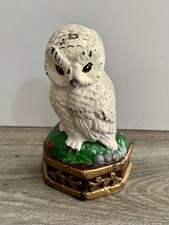 Small Cast Iron White Owl