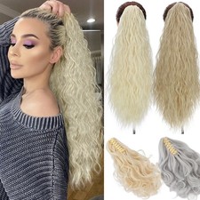 Real As Human Hair Ponytail Claw Clip in Extension Pony Tail Thick 24" Hairpiece