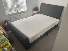 Dreams Wilson Grey Upholstered Ottoman Bed Frame & Memory Foam Mattress (DOUBLE)