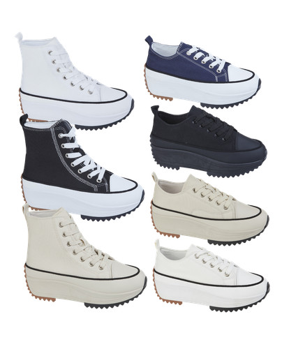 Canvas platform pumps ladies