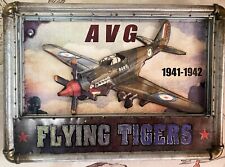 Vintage AVG Flying Tigers  illuminated 2D metal sign 21" x 15.5" / 54cm X 39cm