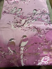 Purple Scarf with Birds and Cherry Blossom Design