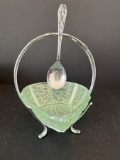  vintage Green Glass sugar