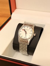 Mondaine Retro Swiss Watch SBB CFF FFS White Dial Stainless Steel Strap
