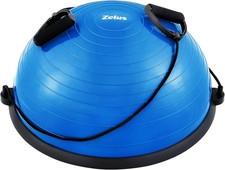 Half Exercise Ball Stability Balance Board with Resistance Bands 58cm Blue