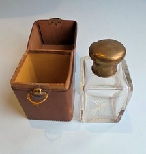 Vintage Perfume/Cologne travel bottle in leather case