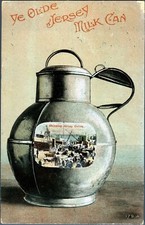 Postcard Ye Olde Jersey Milk Can Channel Islands antique c1910 #60