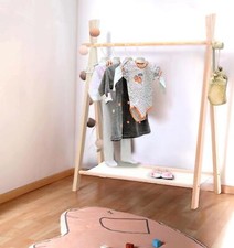 Childrens Clothes Rail Hanging Coat Rack Kids Wooden Wardrobe Dress Up Storage~