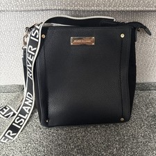 New, River Island Black Handbag, Faux Leather, 10" x 9" x 1.75".