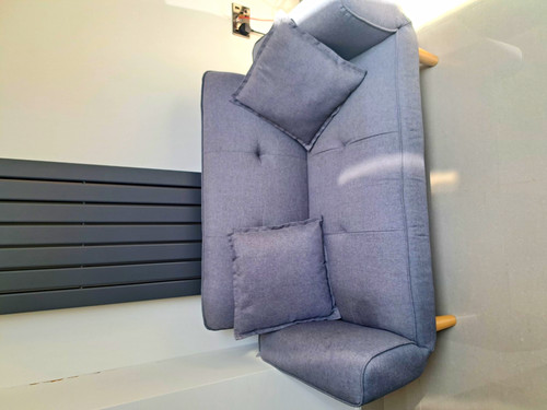 Grey fabric convertible sofa - fabric,