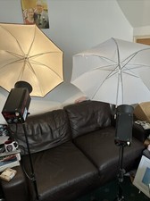 Multiblitz Stand Minilite 200 2 Head Twin Brolly Flash Kit in Carry cases