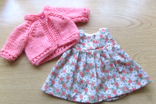 Dolls dress peachy - 11"-12",