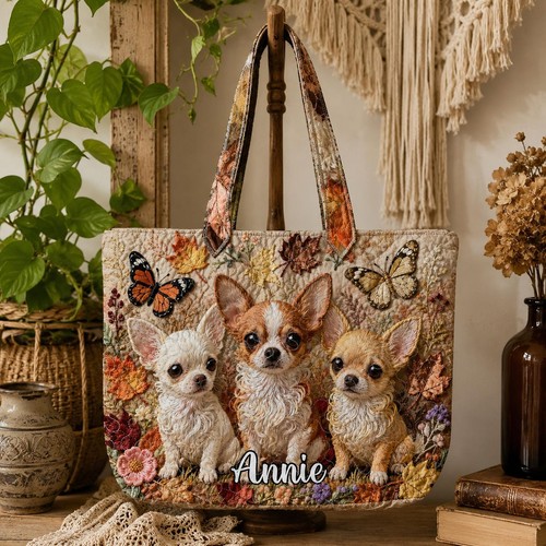 Custom chihuahua quilted tote - chihuahua,