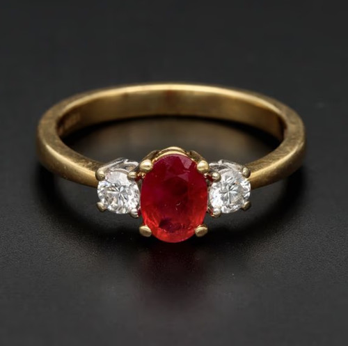 18ct yellow gold ruby diamond - yellow,