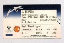 Manchester United v Benfica 2005-2006 Champions League Ticket 27/09/2005