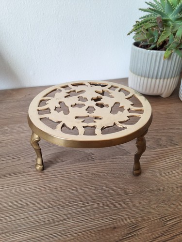 Vintage solid brass trivet - brass,