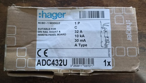Hager 32a type 30ma rcbo - type,