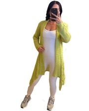 Women's Plain Waterfall Fishnet Eyelet Long Sleeve Open Front Spring Cardigan