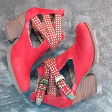 Vintage by Jeffery Campbell Red Suede Heals Womens 7.5 Strappy