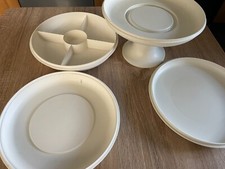 Vintage Tupperware Divided Dips Buffet Serving Trays Cake stand Picnic Party