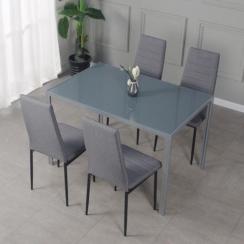 Grey glass dining - table, 4