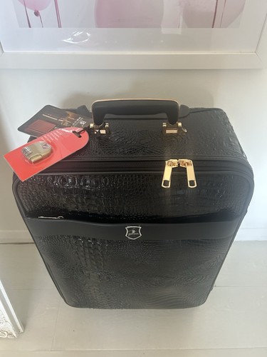 Croc print leather suitcase - print,