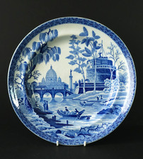 Antique Spode Blue & White Transfer Rome / Tiber pattern  Plate