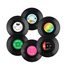 6pcs Vinyl Record Drink Coaster Non-slip Table Placemats Coffee Mug Cup Mats