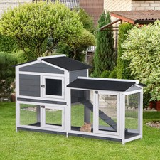 Rabbit Hutch Guinea Pig House 2Tier Pet Cage Unit Tray Ramp Bunny Run Hideaway