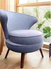 Vintage Grey Cocktail Chair with Wooden Legs - Mid-Century Modern Design