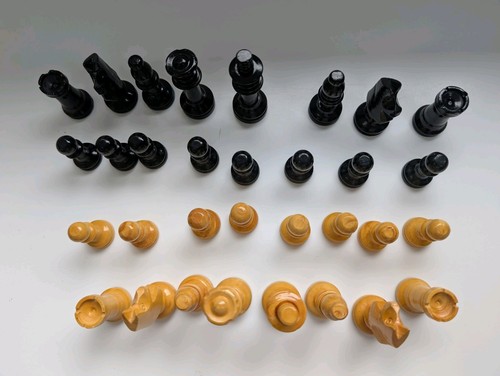 Vintage wooden piece chess - wooden,