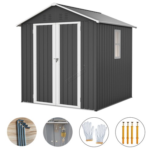 Garden shed 6x6ft steel - steel, apex