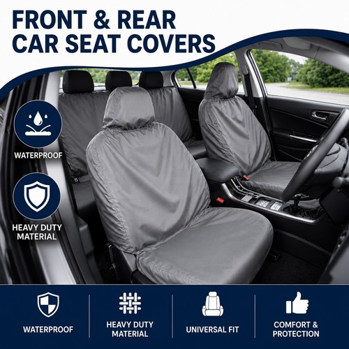 Car seat covers grey front - car,