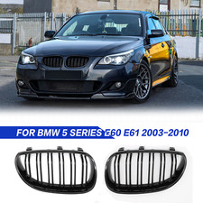 For BMW E60 E61 M5 03-09 Gloss Black Front Sport Kidney Grill Double Twin Grille