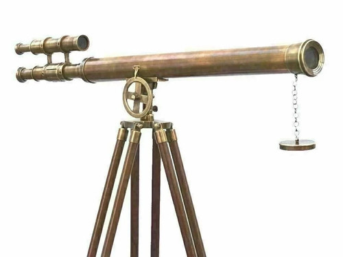 Nautical brass telescope - telescope, floor