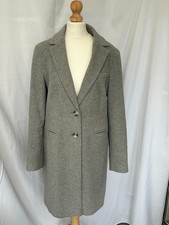 Marks & Spencer Collection Ladies Light Grey Wool Cashmere Polyamide Coat Size 8