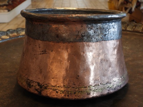 Old handmade copper pot - old,