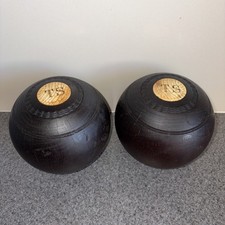 2 Antique Lawn Bowling Balls, Bowls, Made in Glasgow Scotland, Thomas Taylor