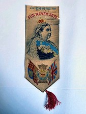 ANTIQUE:  Queen Victoria STEPHENGRAPH SILK BOOKMARK Diamond Jubilee 1897 Tassel