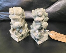 Pair Soapstone Foo Temple Dogs